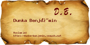 Dunka Benjámin névjegykártya