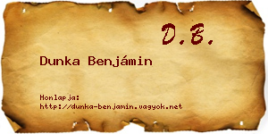 Dunka Benjámin névjegykártya